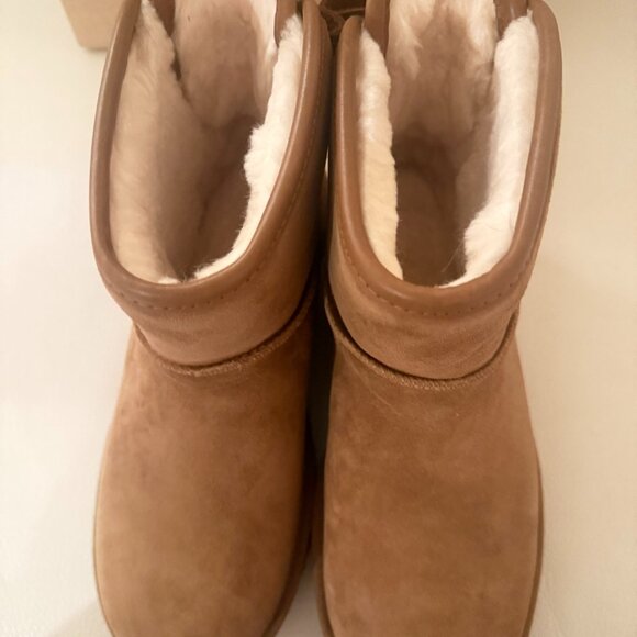 NIB UGGS AUSTRALIA UGG ULTRA MINI BAILEY LEATHER BOOTS SIZE 8 CHESTNUT - Picture 6 of 9
